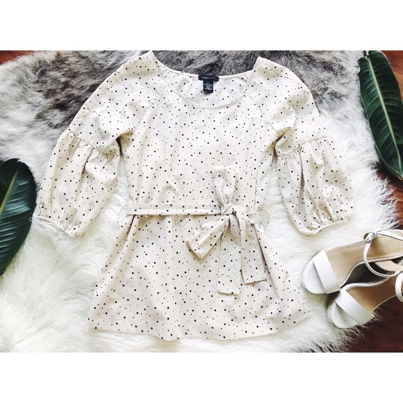 BRAND NEW BCBGMAXAZRIA BLOUSE POLKA DOTS CREAM XS - Picture 1 of 1